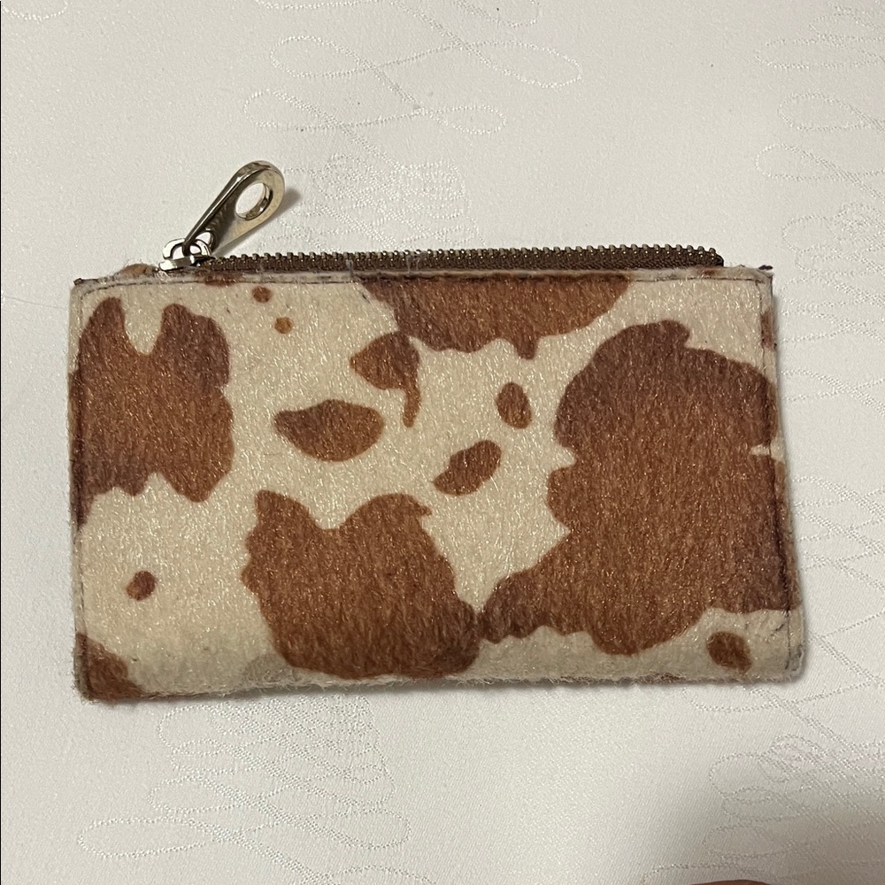 Cow Print Wallet in Brown and Cream - Picture 2 of 14